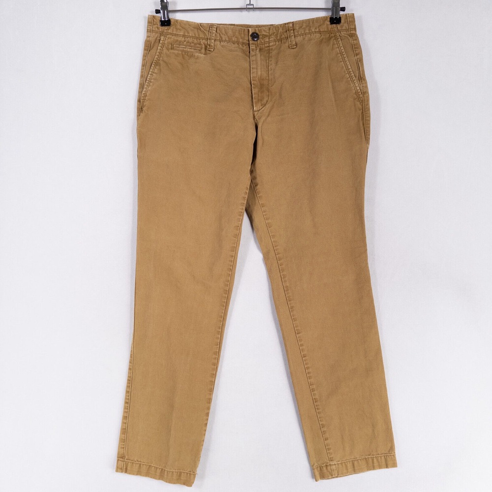 Gap Pants Mens 34 x 32 Tan Brown 100% Cotton Slim Fit Flat Front Casual